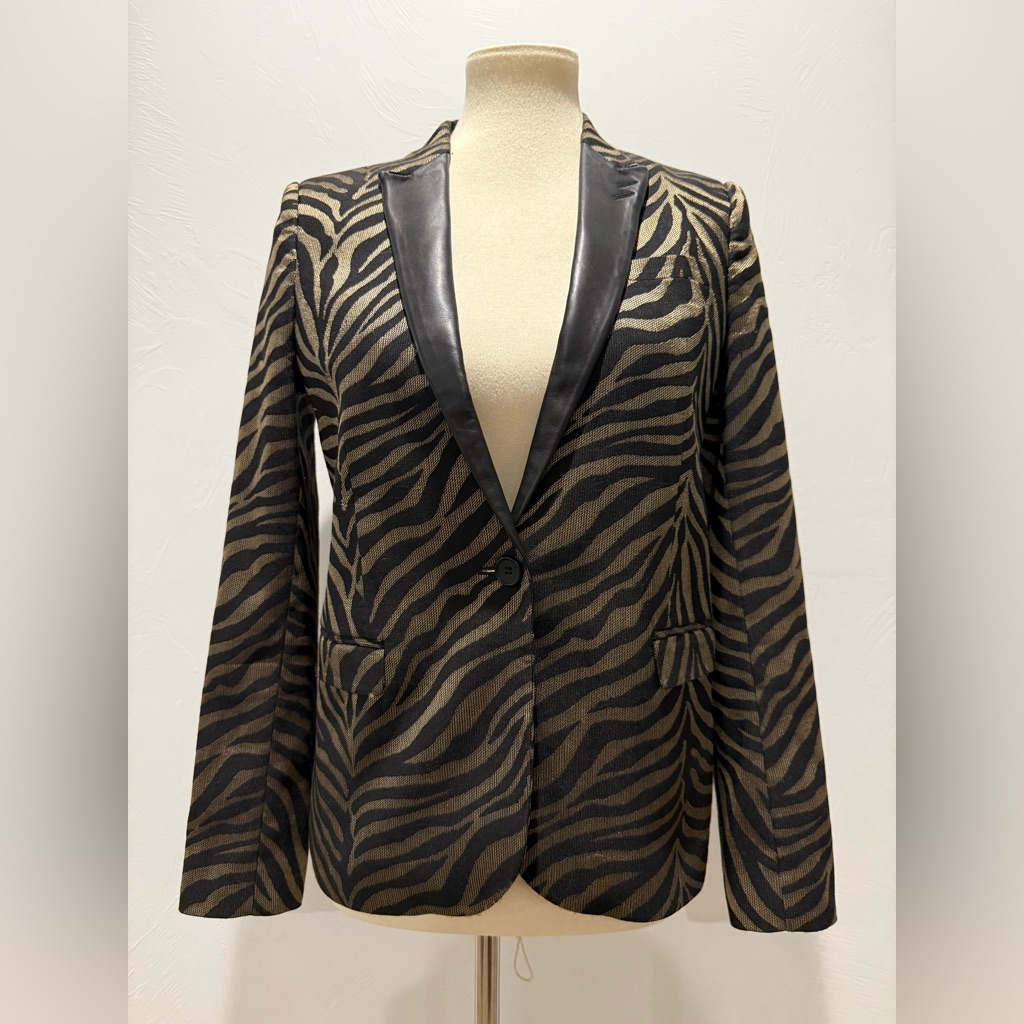 The Kooples Zebra Pattern Blazer With Black Lapels